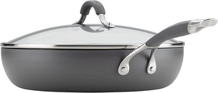 Circulon Radiance Deep Hard Anodized Nonstick Frying Pan /Skillet with Lid - 12 Inch, Gray