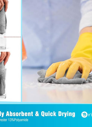 Orighty Grey Microfiber Cleaning Cloth, 150 Pack Highly Absorbent Cleaning Supplies, Lint Free Kitchen Towels Cleaning Rags, Microfiber Towels for Cars, House, Window, 12x12 inch
