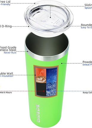 BJPKPK 20 oz Skinny Tumbler With Lid Insulated Travel Coffee Mug Stainless Steel Sublimation Water Tumblers Cup,Green