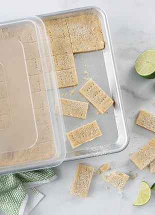 Nordic Ware Naturals Half Sheet Set - USA Made Aluminum Commercial Quality Sheet Pan for Baking or Roasting, Encapsulated Galvanized Steel Rim Prevents Warping, 2pk Half + Lid