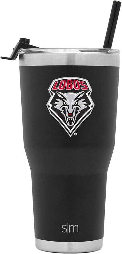 Simple Modern Officially Licensed Collegiate New Mexico Lobos Tumbler with Straw and Flip Lid | Insulated Stainless Steel 30oz Thermos | Cruiser Collection | University of New Mexico