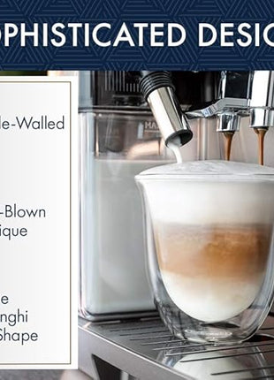 DeLonghi Thermal Espresso Glasses (Set of 2) and Cappuccino Glasses (Set of 2) Bundle