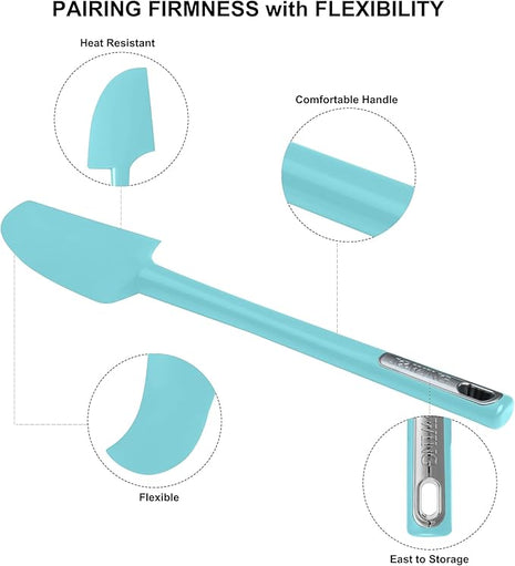 Premium Silicone Spatula Set, JXWING Flexible Heat Resistant Non-slip Handle Baking Cooking Rubber Spatulas, Aqua Sky