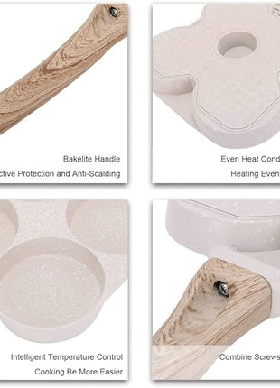 Fried Egg Pan, Egg Frying Pan 4 Cups Egg Poacher Pan Nonstick Mini Pancake Pan Burger Maker for Breakfast, Aluminum Alloy (White)