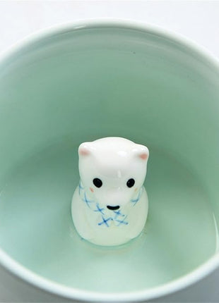 ZaH 3D Coffee Mug Cute Animal Inside Cup Cartoon Ceramics Figurine Teacup for Boys Girls Kids - Party Office Morning Mugs for Tea Juice Milk Chocolate Cappuccino (8 oz Bear)