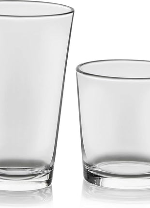 Libbey Flare Tumbler and Rocks Glasses Set, Stylish Lead-Free Drinking Glasses Set of 16, Versatile Dishwasher Safe Kitchen Glassware Set for Parties