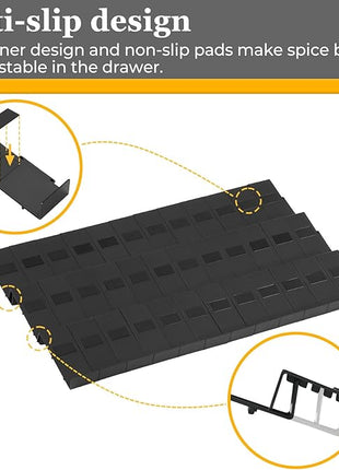 Famhap Spice Drawer Organizer, 48PCS Interlocking Expandable Seasoning Rack Tray Insert for Kitchen Drawers, Spice Rack Drawer for Spice Jars