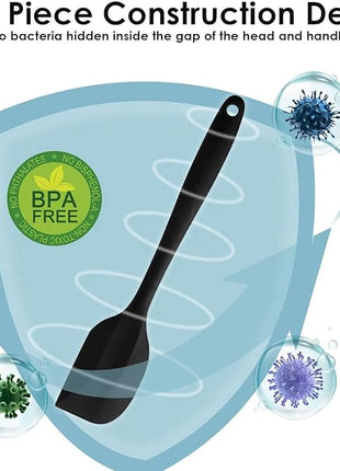 Silicone Spatula Set 2 Pcs Heat Resistant Rubber Spatula for Non-stick Cookware BPA Free (Black)