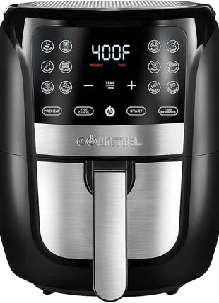 Gourmia Air Fryer Oven Digital Display 6 Quart Large AirFryer Cooker 12 Touch Cooking Presets, XL Air Fryer Basket 1500w Power Multifunction Stainless Steel FRY FORCE 360° (6 QT)
