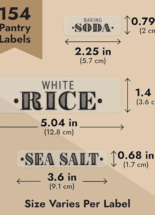Talented Kitchen Clear Vinyl Pantry Labels for Food Containers - Waterproof & Repositionable for Kitchen Jars - Farmhouse Pantry Organization - Preprinted Baking Labels - Pack of 154, Assorted Sizes