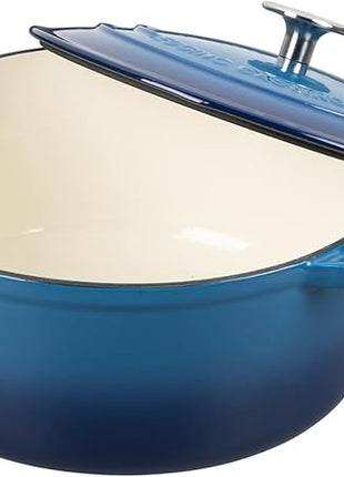 Enameled Cast Iron Dutch Oven Pot With Lid for Cooking, Bread Baking, Bread Oven, 5.5 Quart, Lake Blue