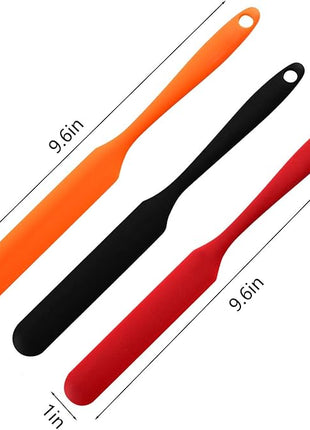【3 Pack】Silicone Jar Spatula, Long Handle Jar Scraper Spurtle, Sourdough Spatula, Non-Stick Heat Resistant Cake Cream Spatulas Set, Small Spatulas for Kitchen Use