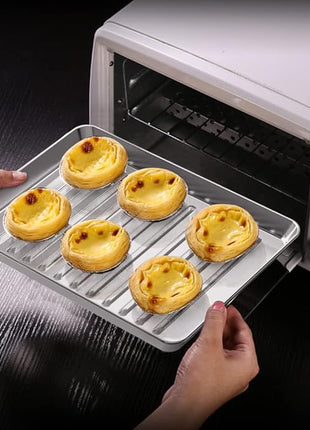 ROTTAY Small Baking Sheet Pan with Wire Rack Set [2 Pans + 2 Racks], 1/8 Stainless Steel Cookie Sheets for Oven, Warp Resistant & Heavy Duty & Rust Free, Size 9 x 7 x 1 Inches