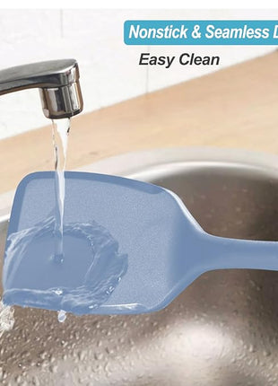 600˚F Heat Resistant Silicone Spatula Set, 13.6" Kitchen Spatula Turners for Non Stick Cookware, Flexible Spatulas with Thin Edges, Seamless Cooking Utensils for Fish, Eggs, Pancakes, Starry Blue