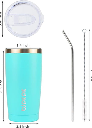 BJPKPK 20 oz Tumbler With Lid And Straw Stainless Steel Ice Coffee Tumblers Vacuum Insulated Travel Thermal Cup,Turquoise