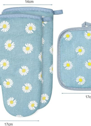 AUAUY Oven Mitts and Pot Holders, 392°F Heat Resistant Cooking Gloves and Hot Pads, Baking Mittens Grilling Gloves BBQ Gloves. Non-Slip Kitchen Mittens Home Essentials for Oven Cooking Baking Grilling