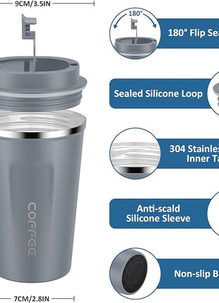 CS COSDDI 12 oz Stainless Steel Vacuum Insulated Tumbler - Coffee Travel Mug Spill Proof with Lid - Coffee Cups for Keep Hot/Ice Coffee,Tea and Beer