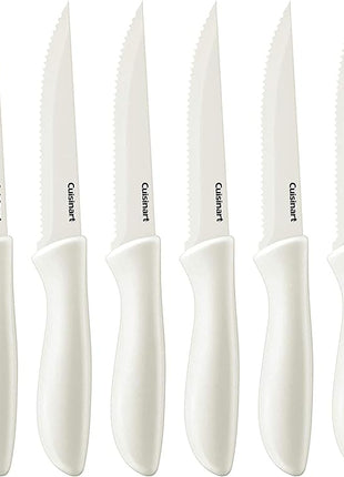 Cuisinart C55-6PCSW Advantage Color Collection 6-Piece Ceramic Coated Steak Knife Set, White