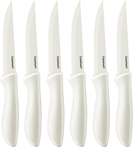Cuisinart C55-6PCSW Advantage Color Collection 6-Piece Ceramic Coated Steak Knife Set, White