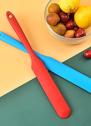 Silicone Skinny Spatula Scraper for Jars - Long Handle Sourdough Spatula (3 Pcs)