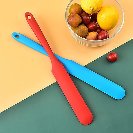 Silicone Skinny Spatula Scraper for Jars - Long Handle Sourdough Spatula (3 Pcs)
