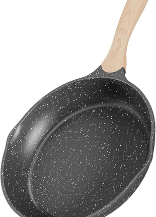 JEETEE Nonstick Frying Pans Set, Nonstick Omelette Skillet Set 3 Pcs, 8" 9.5" 11" Granite Non-Stick Frying pan with Bakelite Handle, Compatible with All Stovetops (Gas, Electric & Induction), Grey