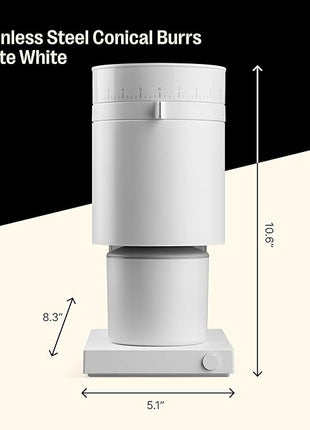 Fellow Opus Conical Burr Coffee Grinder - Espresso Grinder with 41 Settings for Espresso, Drip, French Press, & Cold Brew - Matte White