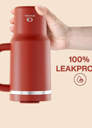 32 oz Tumbler with Handle and Straw: Stainless Steel Insulated Tumbler Keeps Cold for 24 Hours, Leakproof Travel Cup Fits in Cup Holder and BPA-Free,Medium Carmine