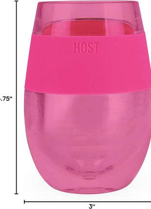 Host Cooling Cup Set of 1 Plastic Double Wall Insulated Freezable Drink Chilling Tumbler with Freezing Gel, Wine Glasses for Red and White Wine, 8.5 oz, Translucent Magenta