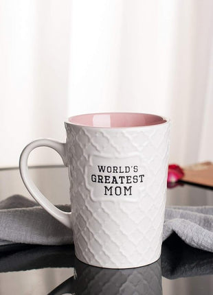 Ynsfree-World's Greatest Mom-16 OZ Coffee And Tea Cups-For mom,lady, wife,Valentine's Day or Anniversary - Birthday Gift Ceramic Office Fun Gifts Deal With White Cute Mugs-Funny Mom Mug