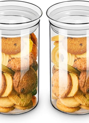 ZENS 37oz Glass Jars Set of 2, Clear Glass Kitchen Canisters with Airtight Lids, Wide Mouth Glass Storage Containers for Cereal, Coffee Beans, Loose Tea