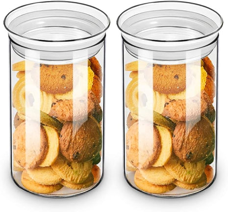 ZENS 37oz Glass Jars Set of 2, Clear Glass Kitchen Canisters with Airtight Lids, Wide Mouth Glass Storage Containers for Cereal, Coffee Beans, Loose Tea