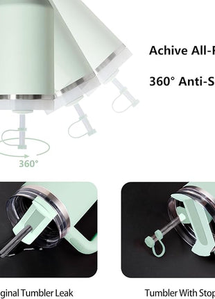 Silicone Spill Stopper Set Compatible with Stanley Cup 2.0 30oz & 40oz with Straw Cover (Set of 2, Mist)