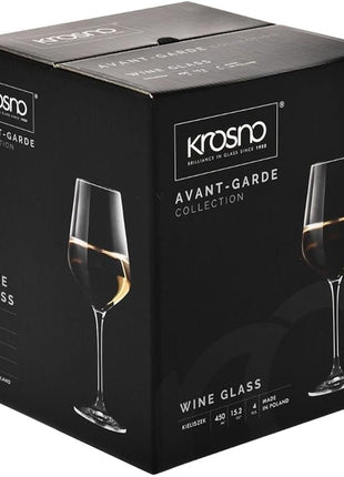 Krosno Large White Wine Glass | Set of 4 | 13.2 oz | Avant-garde Collection | Perfect for Home, Restaurants and Parties | Dishwasher Safe | Lead-Free Crystal Glass