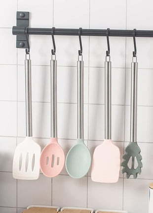 COOK WITH COLOR Silicone Cooking Utensils, Kitchen Utensil Set, Easy to Clean Silicone Kitchen Utensils, Cooking Utensils for Nonstick Cookware, Kitchen Gadgets Set, 5 Pieces, Mint
