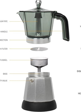 6 Cup Manual Espresso Maker, Small Espresso Machines for Home, Cuban Coffee Maker with Detachable Base & Overheat Protection,Cafeteras Electricas Modernas Moka Pot, Greca Electrica De Cafe Gift