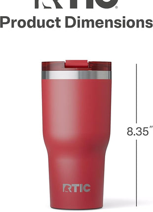 RTIC 30oz Essential Tumbler with Lid, Ceramic Lined, Insulated, Stainless Steel, Metal, Double Wall Vacuum-Insulation, Travel Cup for Iced Coffee, Tea, Hot and Cold Drink, Flag Red