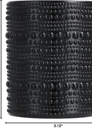 Fortessa Jupiter Beaded Hobnail Glass, 10 Ounce Double Old Fashioned (Set of 6), Obsidian Black