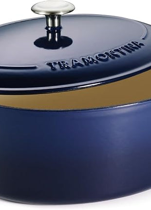 Tramontina Bestow Enameled Cast Iron Oval Dutch Oven Pot with Lid, Large 7-quart, Blue