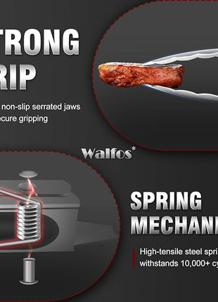Walfos 17 Inch Extra Long Grill Tongs, Ultimate Stainless Steel BBQ Tongs for Grilling, Cooking, BBQ/Barbecue, Buffet and Turning Food