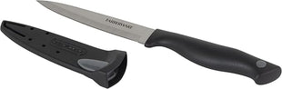Farberware Edgekeeper 4.5-Inch Fine Edge Utility Knife with Self-Sharpening Blade Cover, High Carbon-Stainless Steel Kitchen Knife with Ergonomic Handle, Razor-Sharp Knife, Black