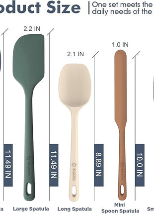 5 Pieces Silicone Spatula Set, Food Grade Rubber Spatula, Upgrade Strong Handle with Ergonomic Grip, Heat Resistant Up to 600°F for Nonstick Cookware, Cooking