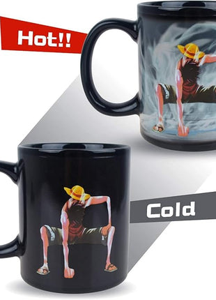 One Piece Luffy Changing Coffee Mug Heat-Sensitive Reactive Ceramic Cup Coffee Mug