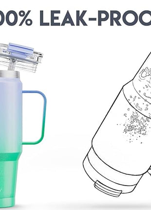 Meoky 32oz Tumbler with Handle, Stainless Steel Travel Mug with 2-in-1 Straw and Sip Lid, Vacuum Insulated Coffee Mug, 100% Leak Proof, Keeps Cold for 24 Hours or Hot for 8 Hours (Fairyland)