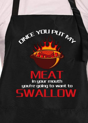 ZOORON Funny Black Chef Aprons for Men Adjustable BBQ Grill Kitchen Cooking Aprons with Pockets, Grill Accessories