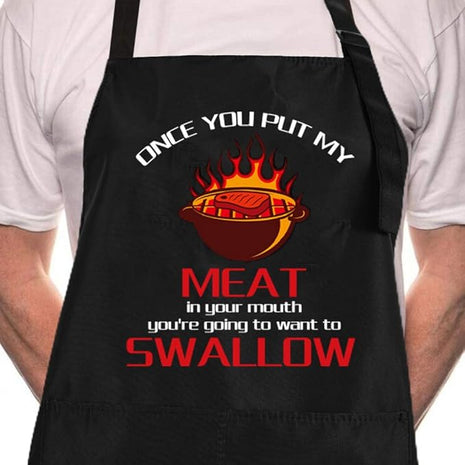 ZOORON Funny Black Chef Aprons for Men Adjustable BBQ Grill Kitchen Cooking Aprons with Pockets, Grill Accessories