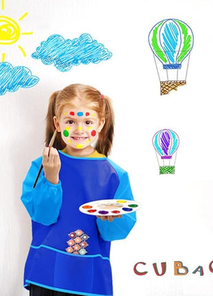 CUBACO Kids Painting Apron, 2pcs Waterproof Art Smocks For Child 3-8 Years, Kids Smocks for Painting Aprons with Long Sleeve