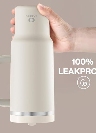 40 oz Tumbler with Handle and Straw: Stainless Steel Insulated Tumbler Keeps Cold for 24 Hours, Leakproof Travel Cup Fits in Cup Holder and BPA-Free, Cream Moon