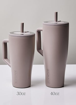 BrüMate Era 30 oz Tumbler with Handle and Straw | 100% Leakproof Insulated Water Bottle Tumbler with Lid and Flexible SoftSip Straw | Made of Stainless Steel | Cup Holder Friendly | 30oz (Dune)