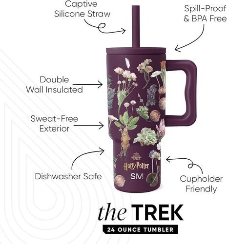 Simple Modern Harry Potter Kids 24 oz Tumbler with Handle and Silicone Straw Lid | Spill Proof and Leak Resistant | Reusable Stainless Steel Bottle | Gift Kids Boys Girls | Trek Collection | Herbology